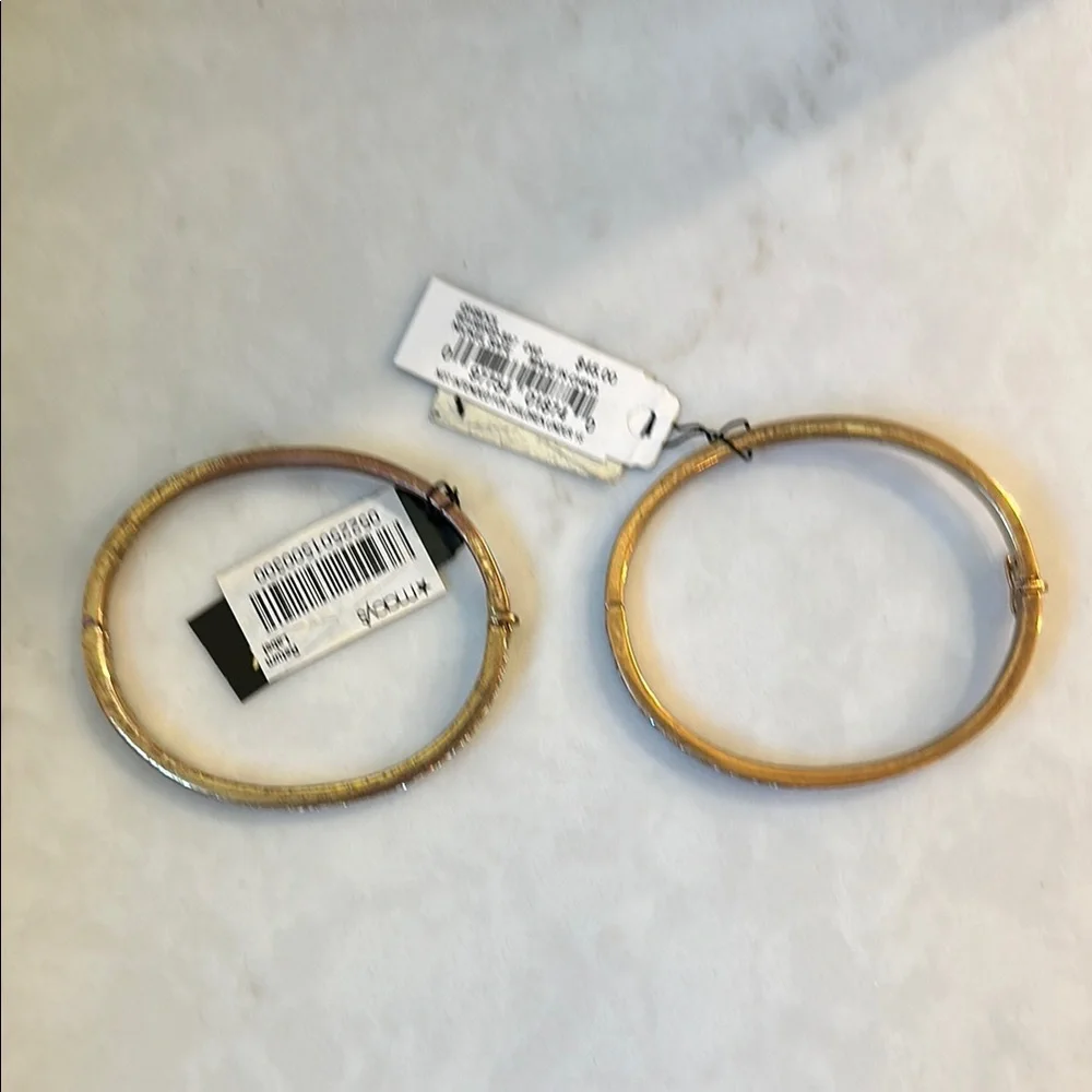 Givenchy Rose Gold Crystal Bangle Bracelet Set Flawed Gem Set of Two - Picture 5 of 6
